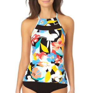 ANNE COLE Estilo Mesh High Neck Tankini Swimsuit Top in Multi - Sz Medium NWT